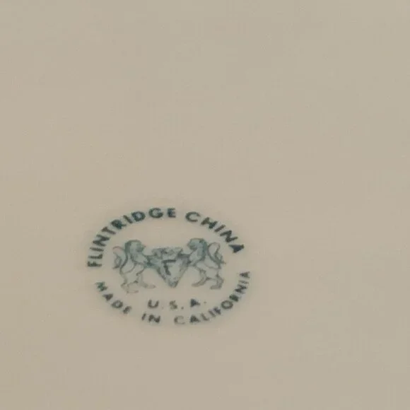 Flintridge China Huntington Oval Serving Platter 14" Gold Band California MCM - Picture 7 of 8